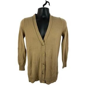 Nili Lotan 100% Cashmere Knit Cardigan Sweater Camel Tan Size Medium READ